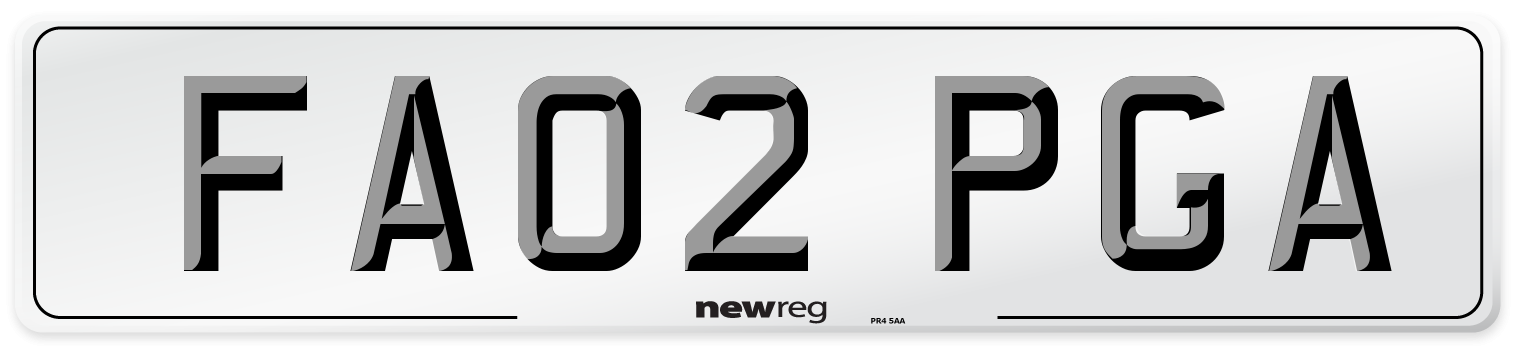 FA02 PGA Number Plate from New Reg